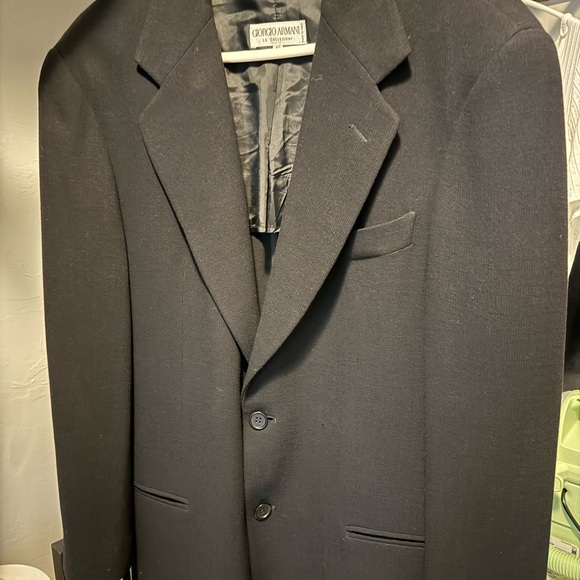 Giorgio Armani Men's Black Single-Breasted Wool Blazer